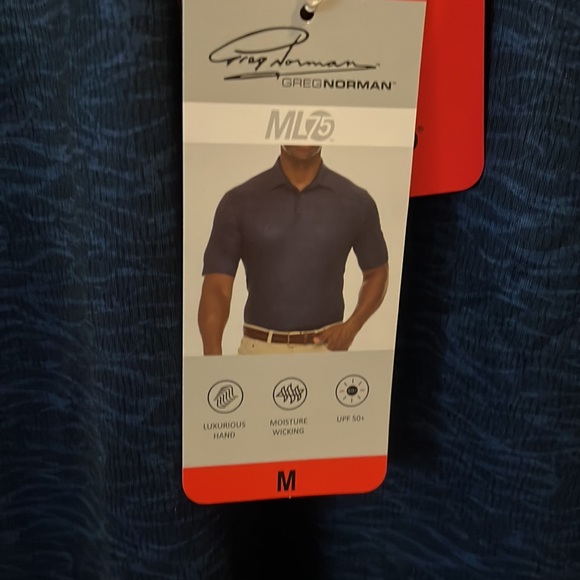 NWT Greg Norman ML75 Mens Blue Subdues Shark Short Sleeve, Sz Med - Picture 3 of 5